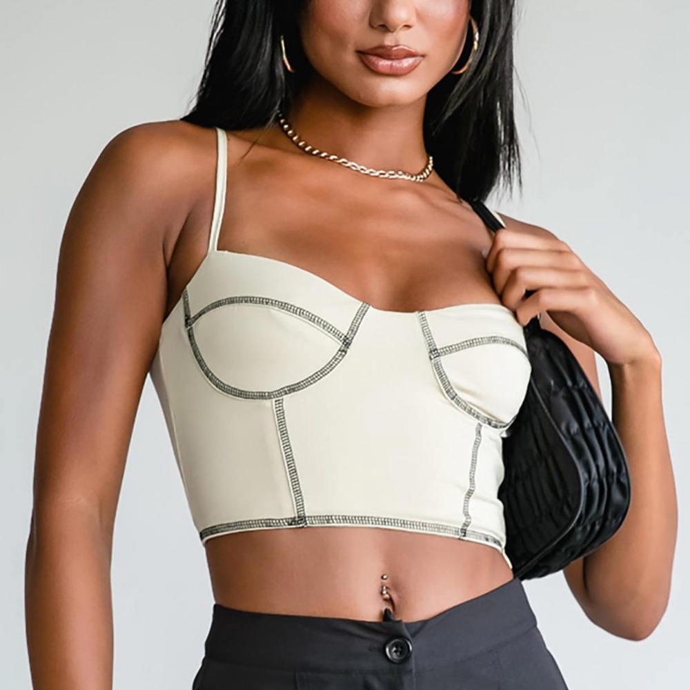 Cream bustier crop top